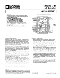 AD674BJN datasheet: 0-16.5V; 825mW; complete 12-bit A/D Converter AD674BJN