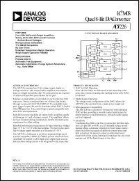 AD7226TQ datasheet: -0.3, +17V; 500mW; LC2MOS quad 8-bit D/A converter. For process contol, automatic test equipment and calibration of large system parameters AD7226TQ