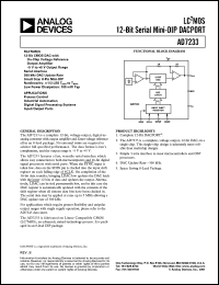 AD7233BN datasheet: -0.3, +17V; 450mW; LC2MOS 12-bit serial mini-dip DACPORT. For process contol, industrial automation AD7233BN