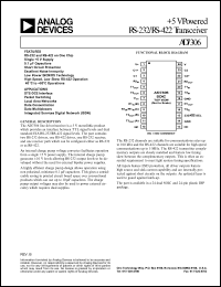 AD7306JR datasheet: +7V; 650mW; RS-232/RS-422 transceiver. For DTE-DCE interface, packet switching, lokal area networks AD7306JR