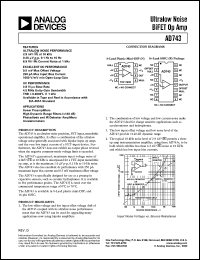 AD743KN datasheet: +-18V; ultralow noise BiFET Op Amp. For sonar preamplifiers, high dynamic range filters (>140dB) AD743KN