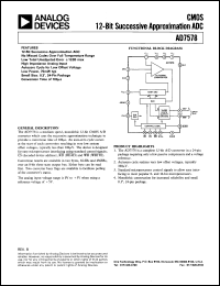 AD7578KN datasheet: -0.3 to +17.0V; 875mW; CMOS 12-bit successive approximation ADC AD7578KN