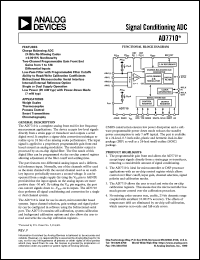 AD7710AQ datasheet: -0.3 to +12V; 450mW; signal conditional ADC. For weigh scales, thermocouples, process control, smart transmitters, chromatography AD7710AQ