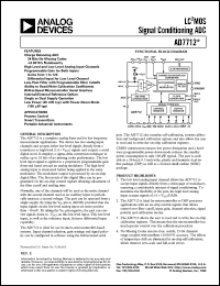 AD7712AN datasheet: -0.3 to +12V; 450mW; LC2MOS signal conditioning ADC. For process control, smart transmitters, portable industrial instruments AD7712AN