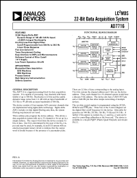 AD7716BP datasheet: -0.3 to +7V; 450mW; LC2MOS 22-bit data acquisition system. For biomedical data acquisition, ECG and EEG machines, process control AD7716BP