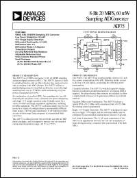 AD775JN datasheet: 7V; 8-bit 20 MSPS, 60mW, sampling A/D converter AD775JN