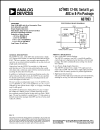 AD7893BN-5 datasheet: 0.3-7V; 450mW; LC2MOS 12-bit, serial 6 mS ADC AD7893BN-5