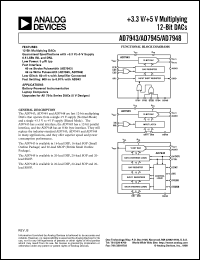 AD7943AN-B datasheet: 0.3-6V; 450mW; multiplying 12-bit DAC. For battery-powered instrumentation, laptop computers, upgrades for all 754x serial DACs (5V Designs) AD7943AN-B