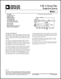 AD8401CHIPS datasheet: 8V; 8-bit, 4-channel data acquisition system. For servo controls, digitally controlled calibration, process control equipment AD8401CHIPS