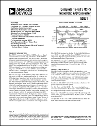 AD871SD datasheet: 0.5-6.5V; 12-bit complete 5MSPS monilithic A/D converter AD871SD