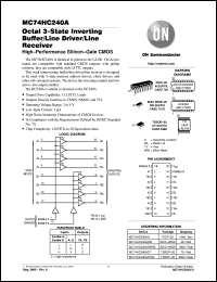 MC74HC240ADTR2 datasheet: Octal With 3-State Outputs Inverting Buffer/Line Driver/Line Receiver MC74HC240ADTR2