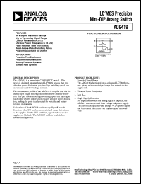 ADG419BR datasheet: 44V; 30-100mA; 400mW; LC2MOS precision mini-DIP analog switch. For precision test equipment, pres. instrumentation ADG419BR