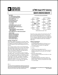 ADG442BR datasheet: 44V; 30-100mA; LC2MOS quad SPST switch. For audio and video switching, automatic test equipment, precision data acquisition ADG442BR