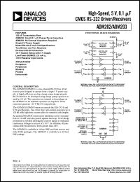 ADM202JN datasheet: 6V; 470-890mW; high-speed, CMOS RS-232 driver/receiver. For computers, peripherals, modems, printers, instruments ADM202JN