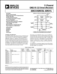 ADM230LAR datasheet: Nominal:+5V; CMOS RS-232 driver/receiver. For computers, peripherals, modems, printers, instruments ADM230LAR