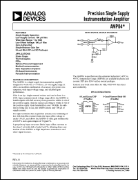 AMP04EF datasheet: +-18V; precision, single supple instrumentation amplifier. For strain gages, thermocouples, RSDs, battery-powered equipment, medical instrumentation AMP04EF