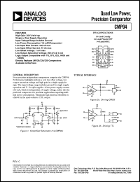 CMP04FS datasheet: Supply voltage: +-18V;  inputV: -0.3 to +36V; 50mA; quad low power, precision comparator CMP04FS
