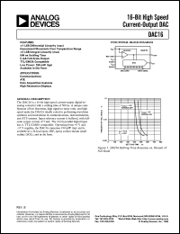 DAC16GBS datasheet: -0.3 to +25.0V; ouput current: 8mA; 1000mW; 16-bit, high speed current-output DAC. For communications, ATE, data acquisition systems, high resolution displays DAC16GBS