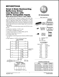 MC74HCT244ADTEL datasheet: Octal 3-State NonInverting Buffer/Line Driver/Line Receiver with LSTTL-Compatible Inputs MC74HCT244ADTEL