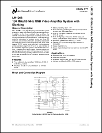 LM1208N datasheet: 130 MHz/85 MHz RGB video amplifier system with blanking LM1208N