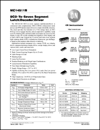 MC14511BD datasheet: BCD-to-Seven Segment Latch/Decoder/Driver MC14511BD