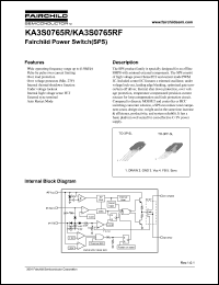 KA3S0765RF-TU datasheet: Fairchild power switch(SPS), 650V, 7A KA3S0765RF-TU