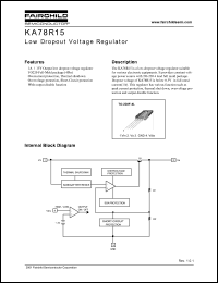 KA78R15 datasheet: Low dropout voltage regulator, 1A , 15V output KA78R15
