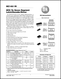 MC14511BFEL datasheet: BCD-to-Seven Segment Latch/Decoder/Driver MC14511BFEL