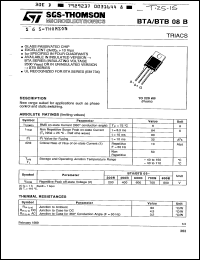 BTB08-400B datasheet: Triac, 8A, 400V BTB08-400B