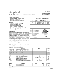 IRF7103QTR datasheet: N-channel power MOSFET for anti-lock braking systems applications, 50V, 3A IRF7103QTR