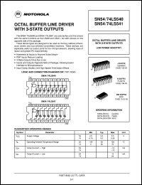 SN74LS541MEL datasheet:  OCTAL BUFFER/LINE DRIVER WITH 3-STATE OUTPUTS SN74LS541MEL