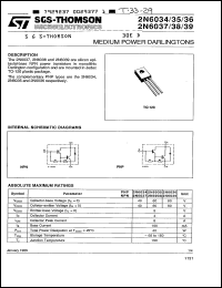 2N6034 datasheet: PNP medium power darlington transistor, 4A , 40V 2N6034