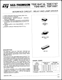 TDF1647ACM datasheet: Interface circuit - relay and lamp-driver TDF1647ACM