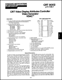 CRT8002A datasheet: CRT video display attributes controller video generator, 20MHz CRT8002A