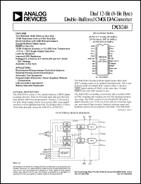 DAC8248EW datasheet: 0-17V; dual 12-bit double-buffered CMOS D/A converter. For multichannel microprocessor-controlled systems DAC8248EW