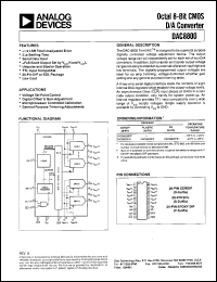 DAC8800FR datasheet: 0-20.0V; octal 8-bit CMOS D/A converter DAC8800FR