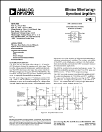 OP07CS datasheet: 22V; ultra low offset voltage operational amplifiers. For wireless base station control circuits, optical network control circuits and instrumentation OP07CS