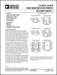 OP213FP datasheet: 18V; low noise, low drift single-supply operational amplifiers. For digital scales, multimedia OP213FP