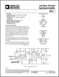 OP27EP datasheet: 22V; 25mA; low-noise, precision operational amplifier OP27EP