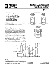OP471GS datasheet: 18V; 25mW; high-speed, low noise quad operational amplifier OP471GS