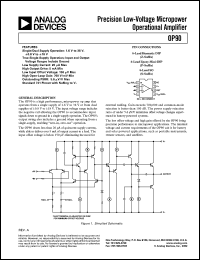 OP90AZ/883 datasheet: 18V; precision low-volatge micropower operational amplifier OP90AZ/883
