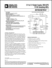 AD7853BN datasheet: 0.3-7V; 450mW; CMOS, 200kSPS, 12-bit, sampling ADC. For battery-powered systems, pen computers and instrumentation AD7853BN