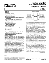 AD1893JN datasheet: 3V; low cost samplePort 16-bit stereo asynchronous rate converter. For consumer DC-R, DAT, DCC, MD and 8mm video tape recorders including portables AD1893JN