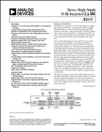 AD1859JR datasheet: 5.0V; stereo, single-supply 18-bit integrated DAC. For digital cable TV and direct broadcast satellite set-top decoder boxers, digital video disc, video CD and CD-I players AD1859JR