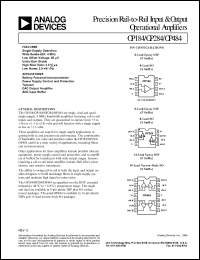 OP284FS datasheet: 18V; 33MHz; precision rail-to-rail input & output operational amplifier. For battery-powered instrumnetation, power supply control and protection OP284FS