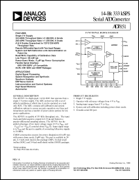 AD7851AR datasheet: 0.3-7V; 450mW; 14-bit 333 kSPS serial A/D converter. For digital signal processing AD7851AR