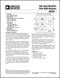 AD9560KR datasheet: 7V; 10mA; high speed monolithic pulse width modulator. For laser printers, gray scale capability AD9560KR