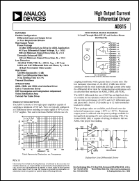 AD815ARB-24-REEL datasheet: 18V; 20mA; high output current differential driver. For ADSL, HDLS and VDSL line interface driver, coil or transformer driver AD815ARB-24-REEL