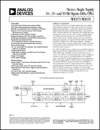 AD1858JRS datasheet: Stereo, single-supply 16/18/20-bit sigma-delta DAC. For digital cable TV and direct broadcast satellite set-top decoder boxers AD1858JRS