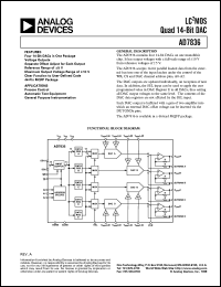 AD7836AS datasheet: 0.3-7V; 480mW; LCMOS quad 14-bit DAC. For process control, automatic test equipment, general purpose instrumnetation AD7836AS